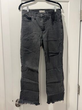 Distressed Black Frayed Hem Ankle Jeans